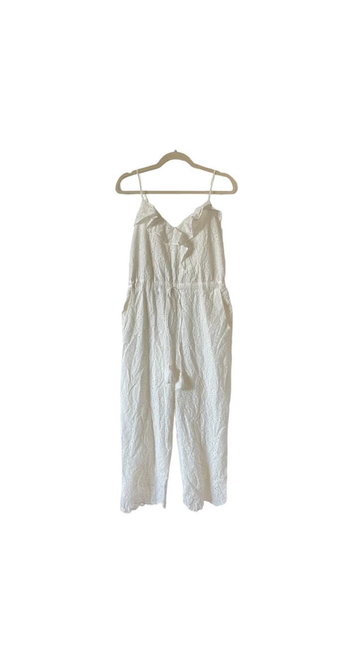 All In Favor White Wide Cropped Legs Jumpsuit Size Small